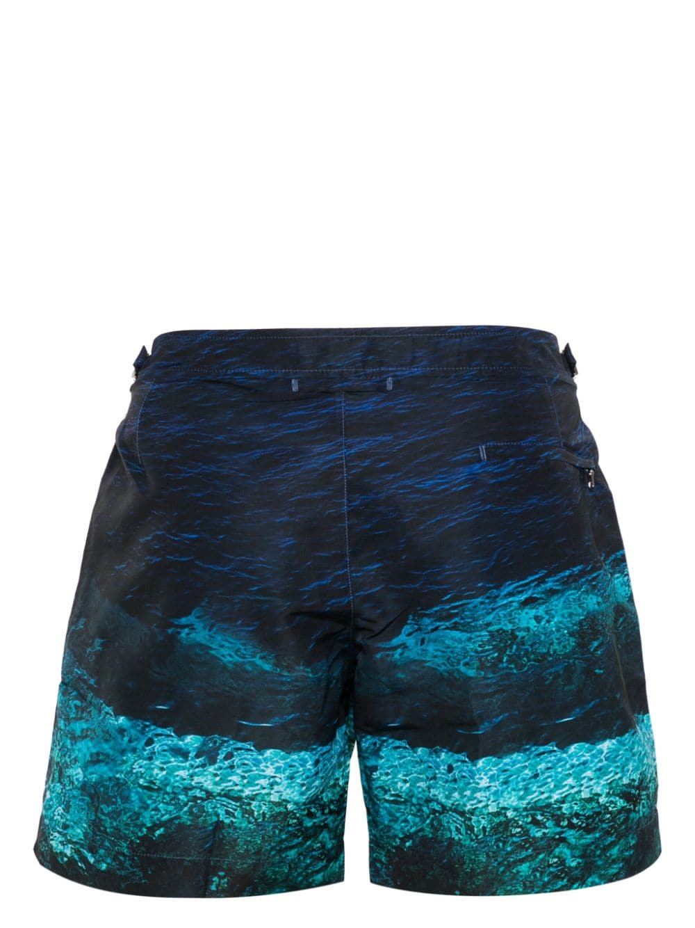 Swim shorts, Orlebar Brown, luxury swimwear, deep sea print, men’s designer swimwear