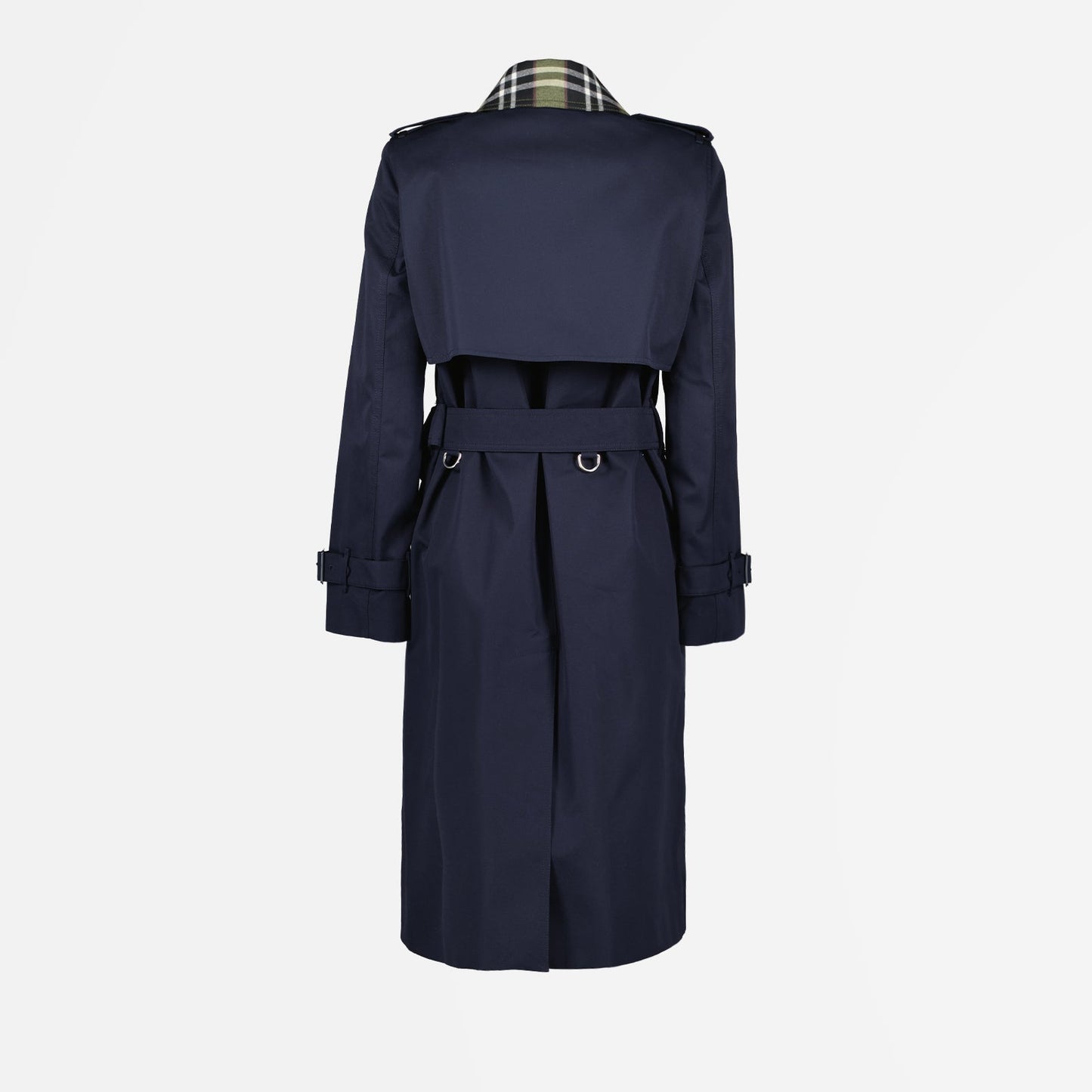 Burberry trench coat, long blue trench coat, luxury outerwear, elegant women's coat, sophisticated fashion