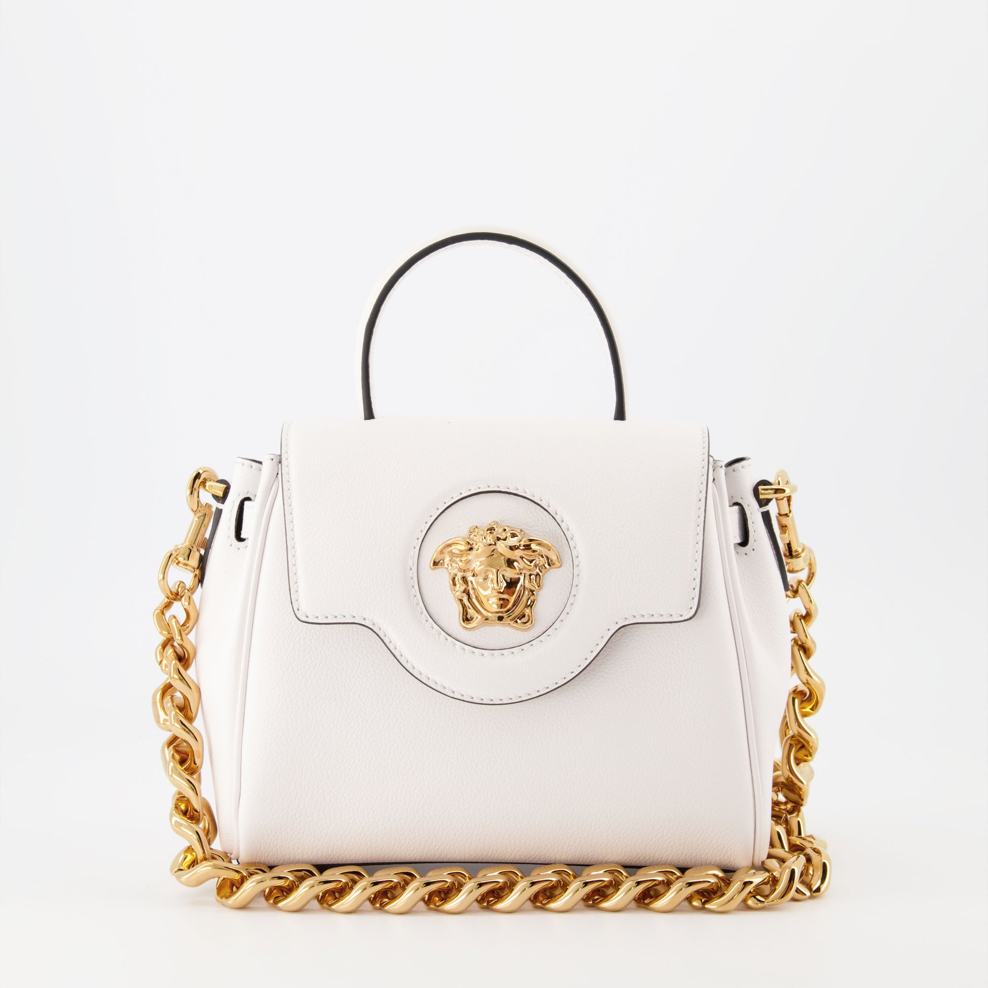 Versace women's bag, La Medusa bag, white luxury bag, small designer bag, high-end accessories