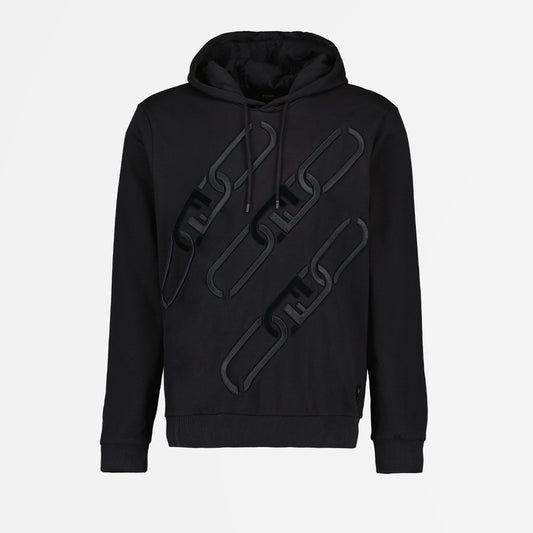 Fendi hoodie, Black hoodie, Luxury men’s hoodie, Fendi O'Lock, Designer men's clothing