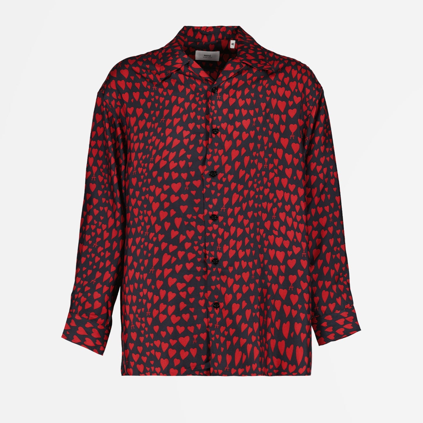 Silk shirt, heart print, AMI Paris, men’s luxury fashion, elegant men’s shirt