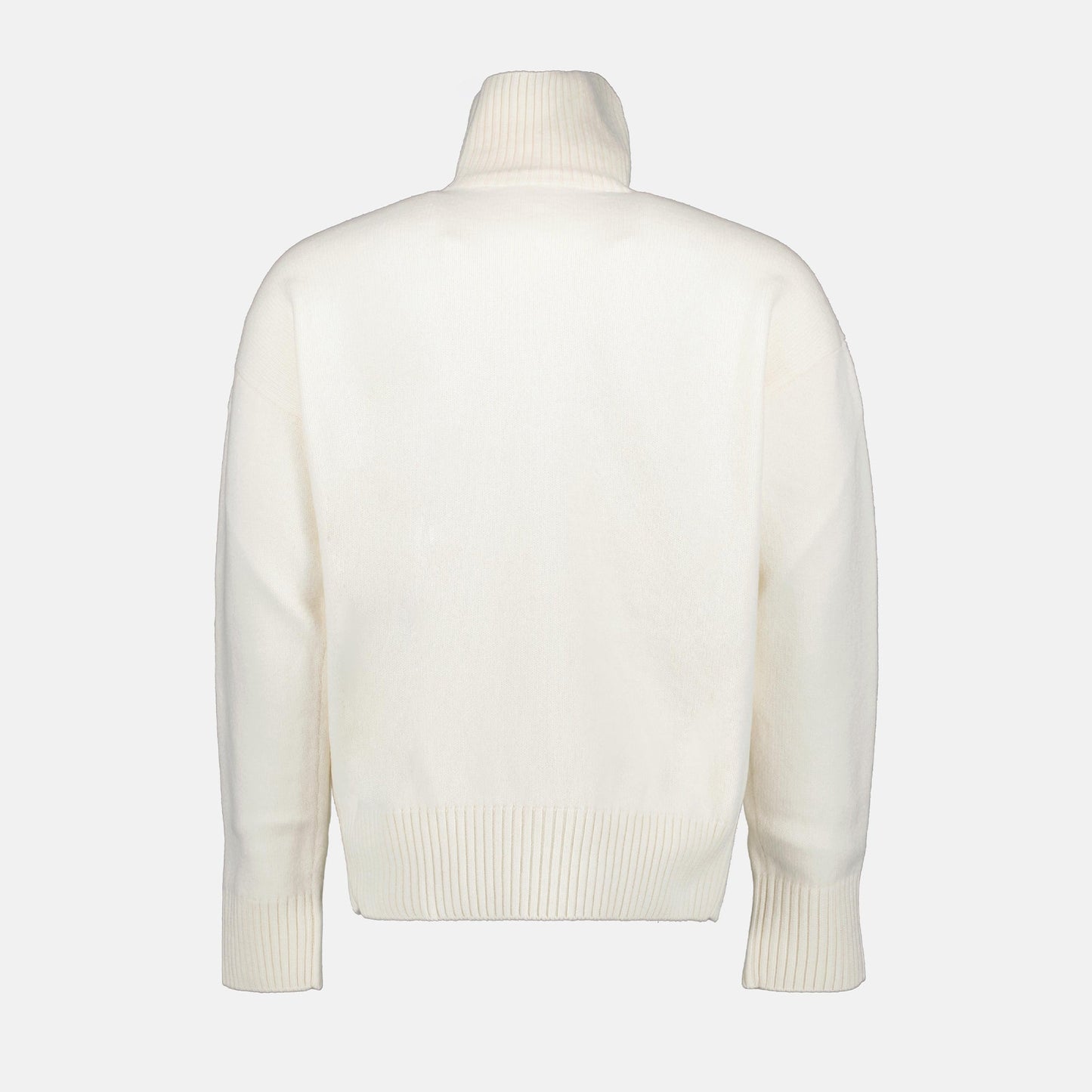 Oversize Turtleneck Sweater, AMI Paris, White Wool Sweater, Luxury Autumn-Winter, Unisex Sweater