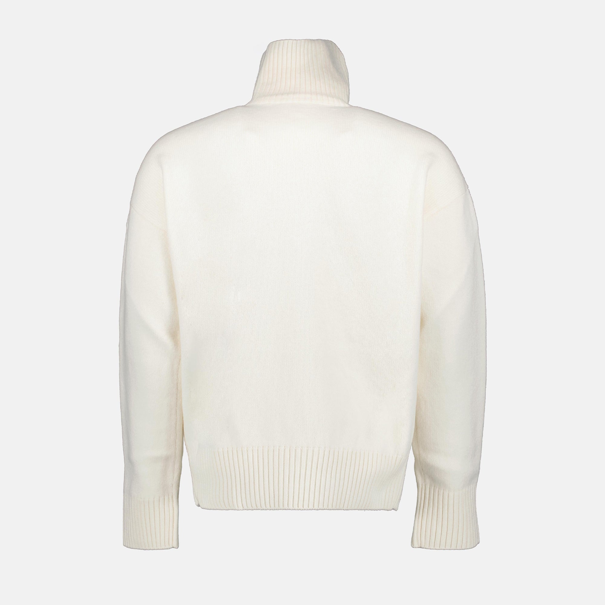Oversize Turtleneck Sweater, AMI Paris, White Wool Sweater, Luxury Autumn-Winter, Unisex Sweater