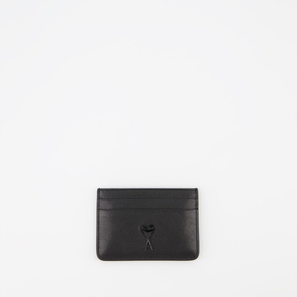 black card holder, Ami de Coeur, leather accessory, textured leather, unisex accessory