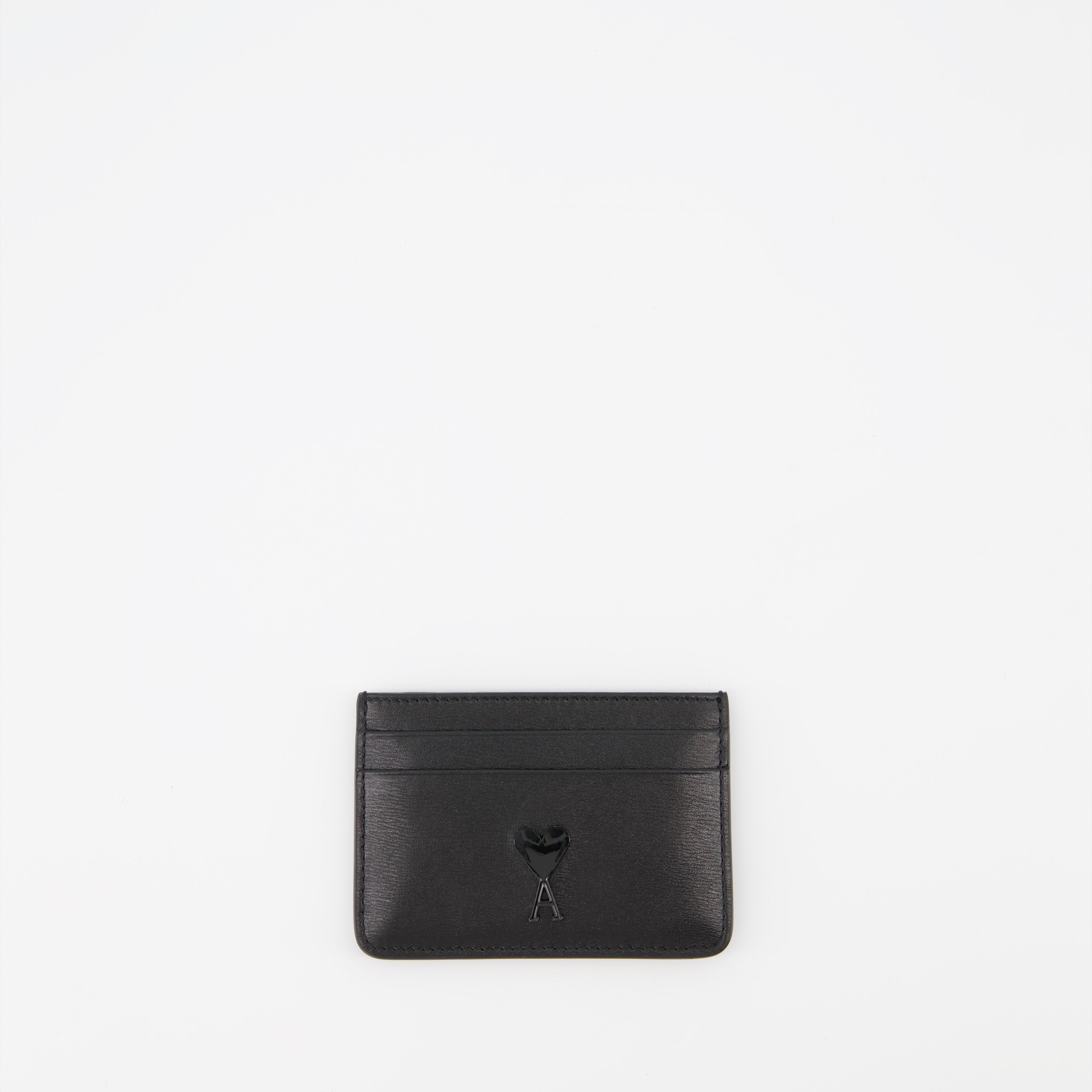 black card holder, Ami de Coeur, leather accessory, textured leather, unisex accessory