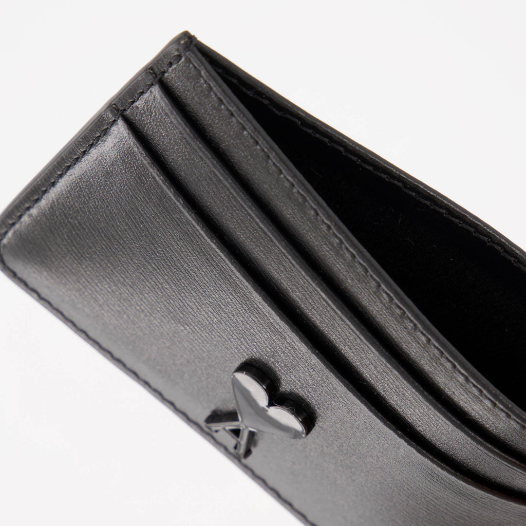 black card holder, Ami de Coeur, leather accessory, textured leather, unisex accessory