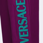 Versace jogging trousers, luxury loungewear, violet jogging pants, designer leisurewear, high-end casual trousers
