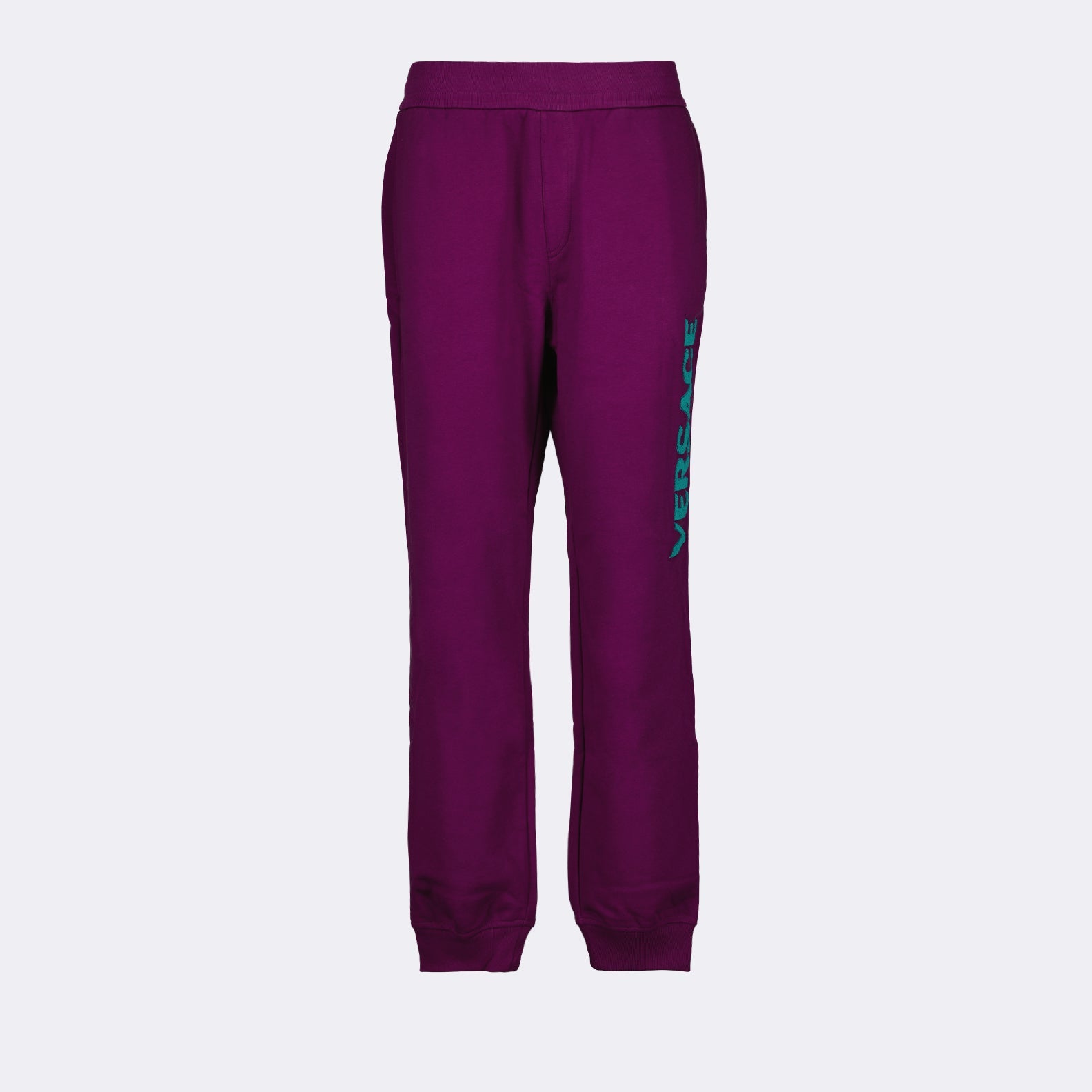 Versace jogging trousers, luxury loungewear, violet jogging pants, designer leisurewear, high-end casual trousers