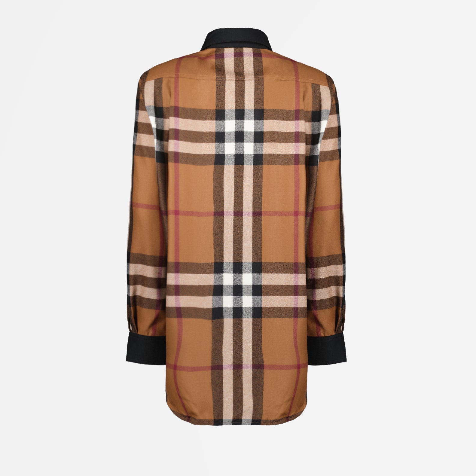 Burberry plaid shirt, women’s wool shirt, luxury fashion, elegant Burberry shirt, high-end women’s clothing