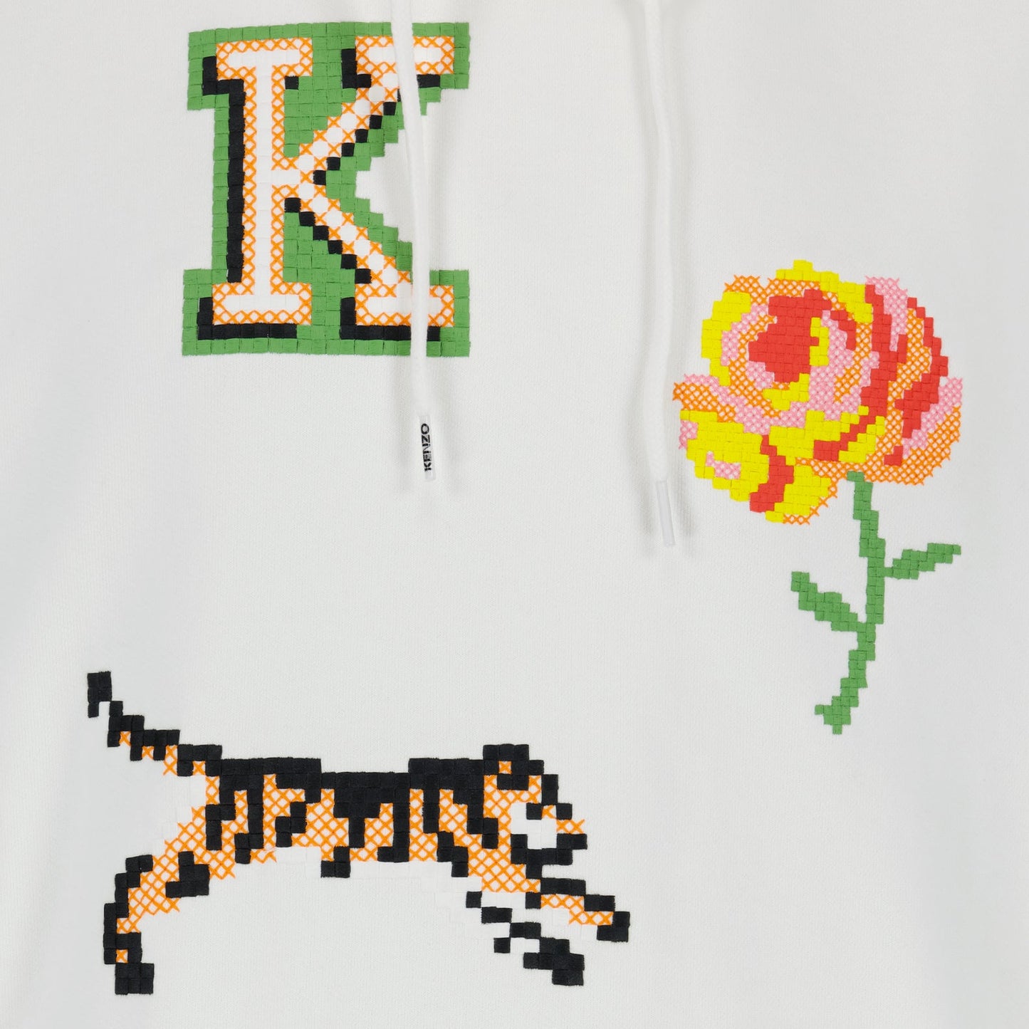 Kenzo Pixel Hoodie, luxury white hoodie, high-end fashion, designer hoodie, contemporary hoodie