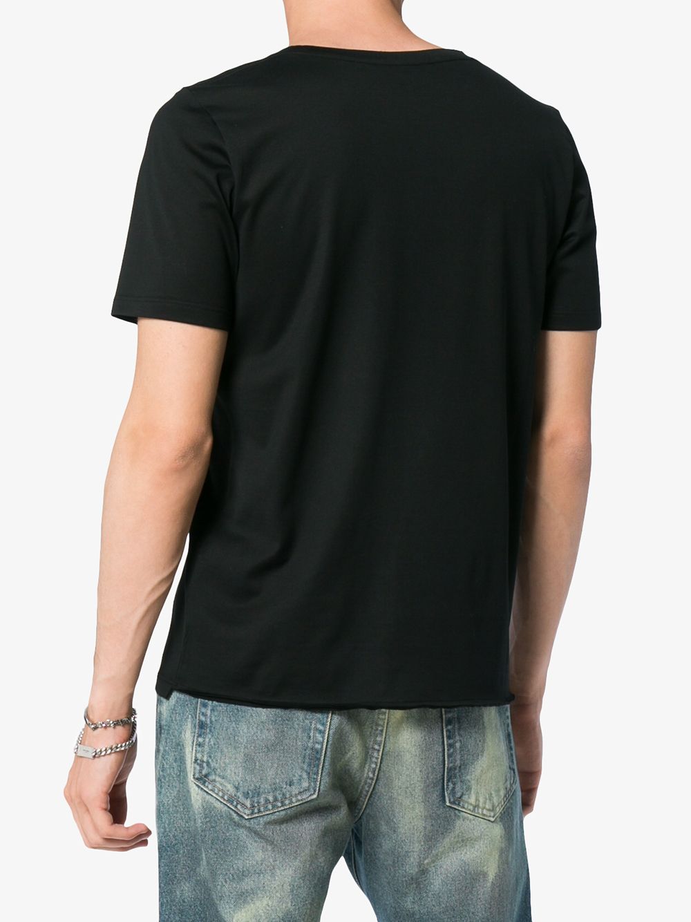 luxury T-shirt, Saint Laurent, designer menswear, black logo T-shirt, high-end fashion