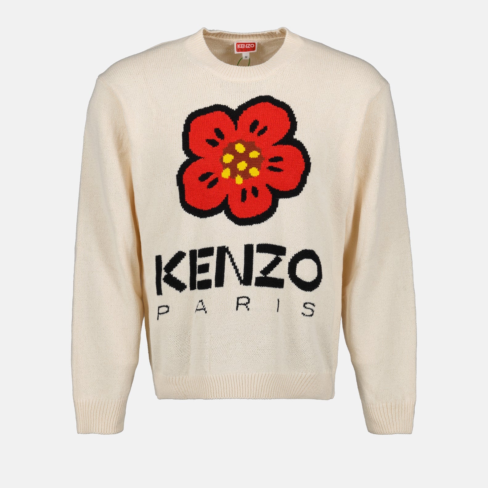 Kenzo Boke Flower, luxury pullover, white pullover, Kenzo knitwear, designer pullover