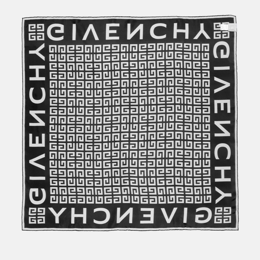 Givenchy scarf, black and white silk scarf, luxury women’s scarf, elegant silk carré, stylish accessory