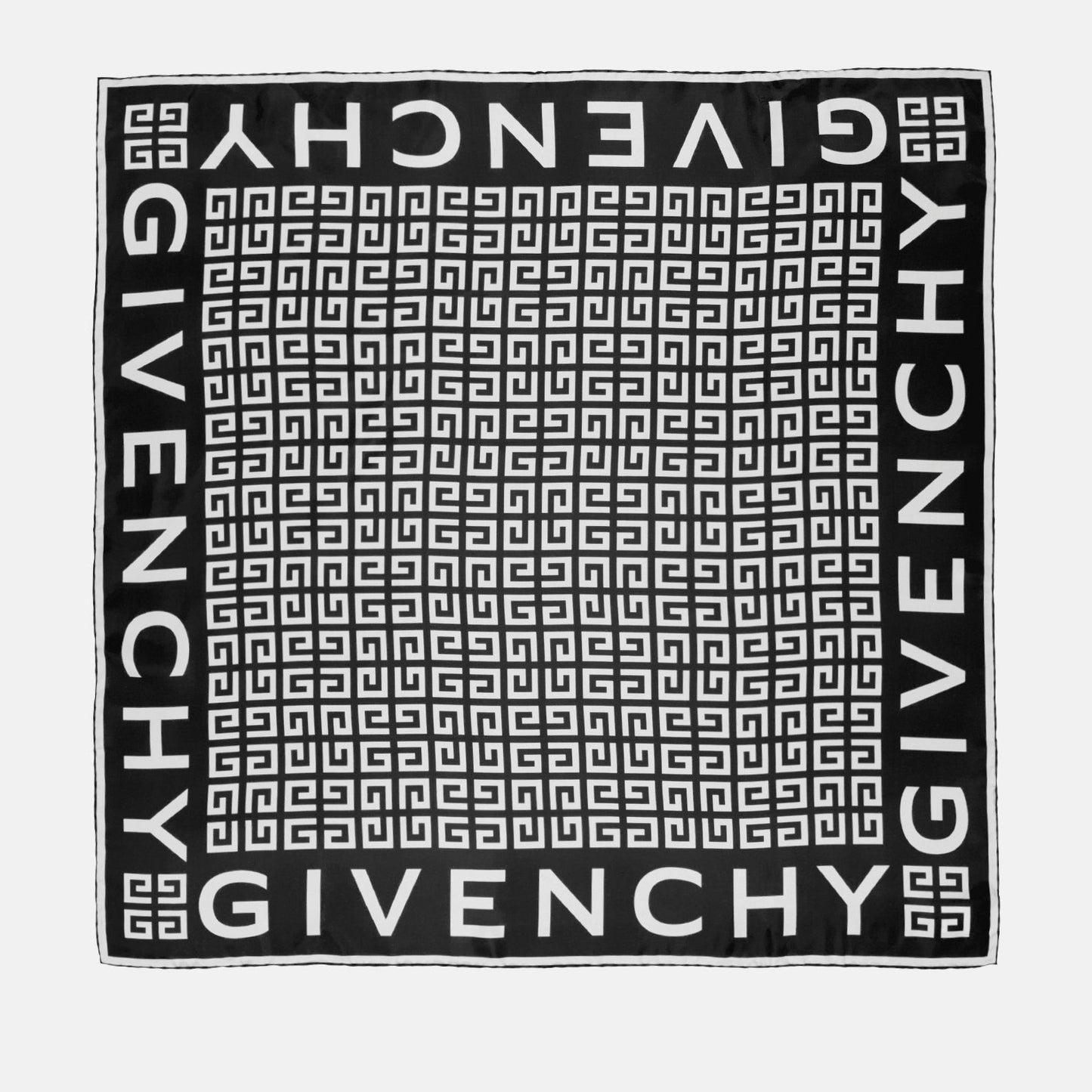 Givenchy scarf, black and white silk scarf, luxury women’s scarf, elegant silk carré, stylish accessory