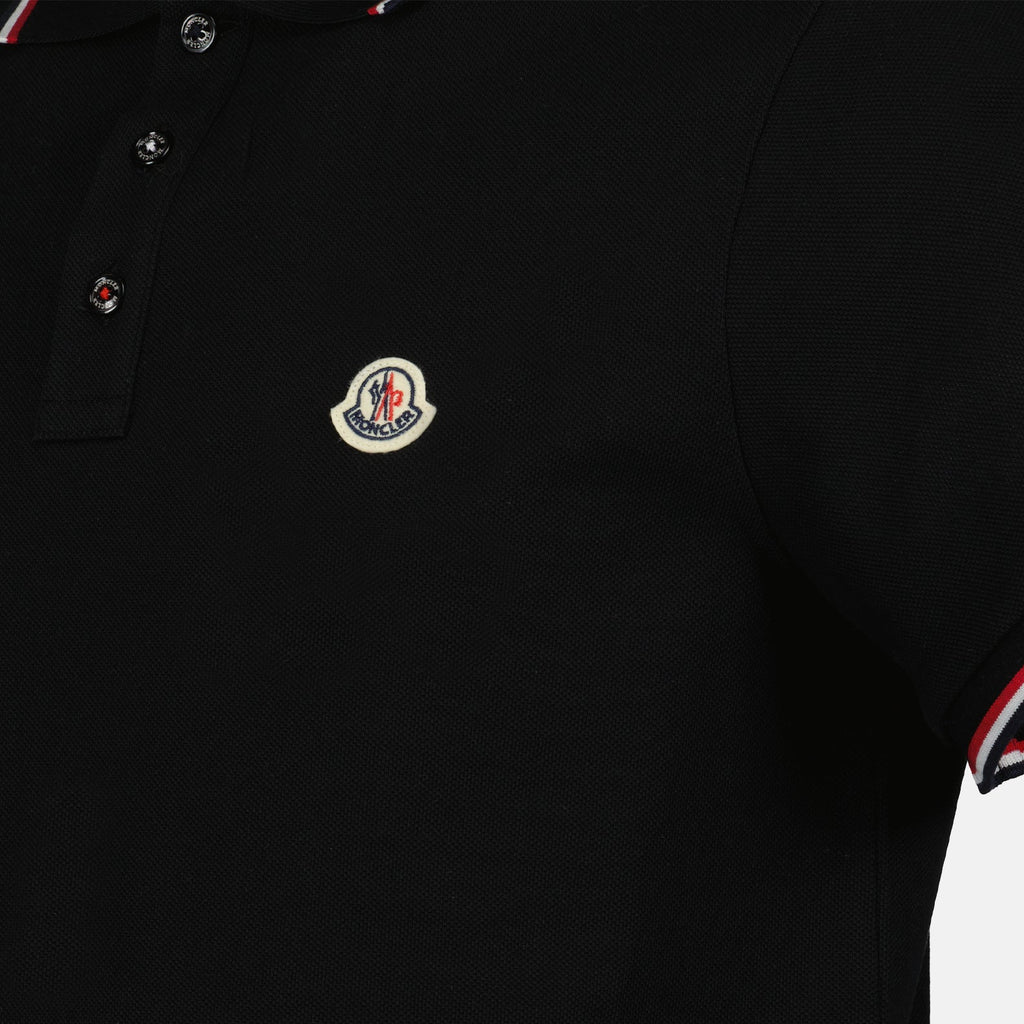 black polo, Moncler polo, cotton pique polo, men's essentials, elegant casual wear
