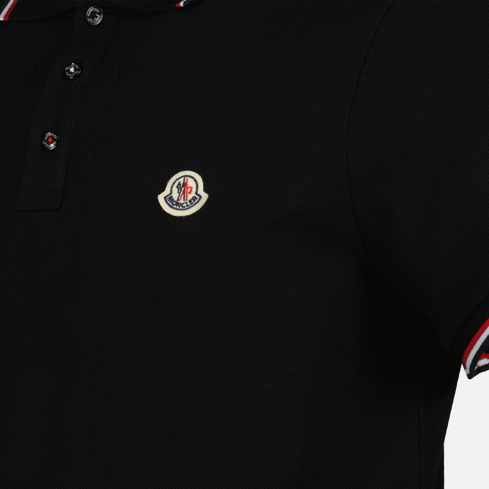 black polo, Moncler polo, cotton pique polo, men's essentials, elegant casual wear
