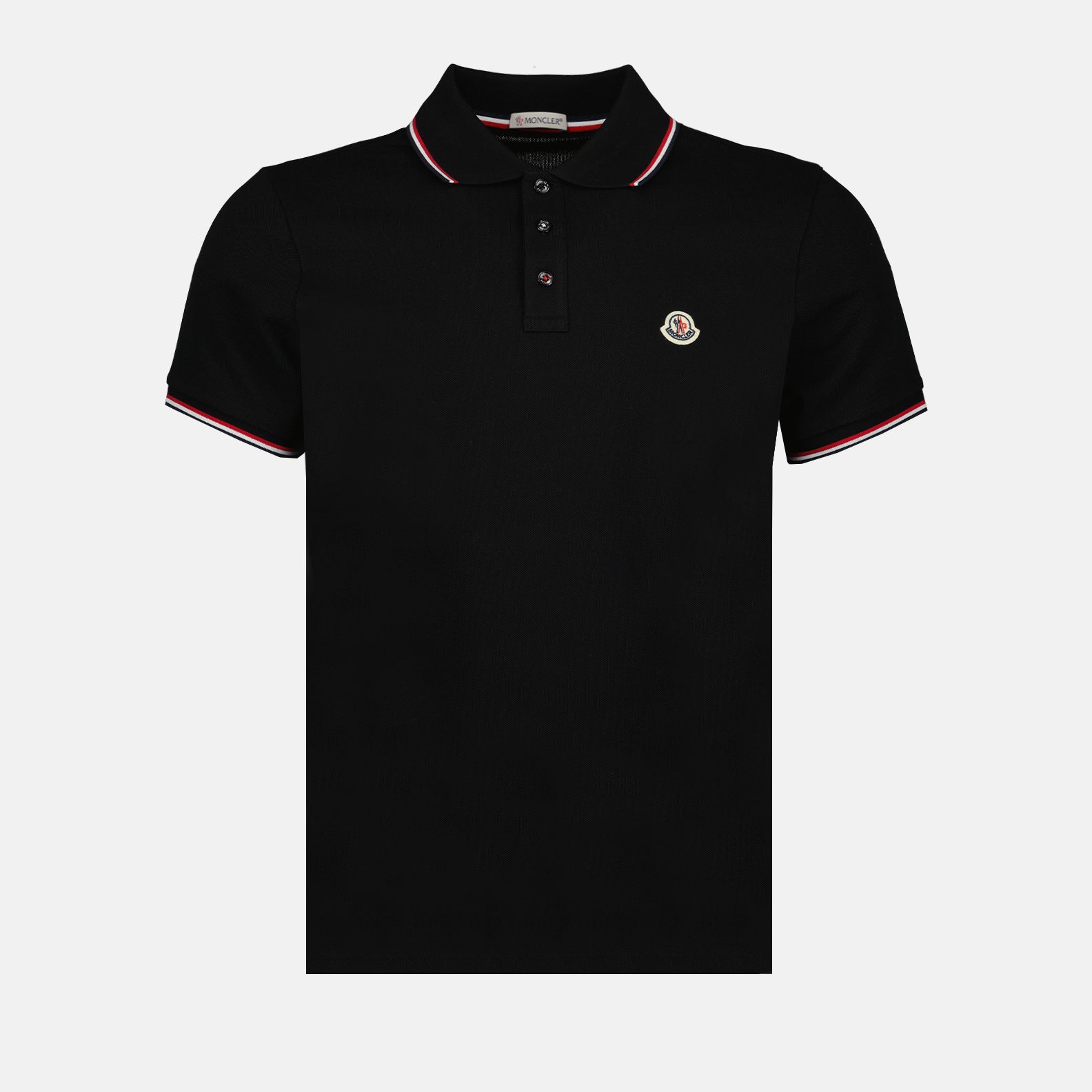 black polo, Moncler polo, cotton pique polo, men's essentials, elegant casual wear