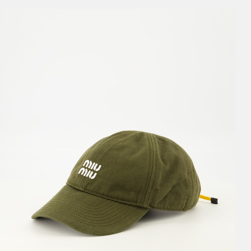 Bilde av Kaki denim caps fra Miu Miu for kvinner - Sesong Vår-Sommer 2026 - Bakfra