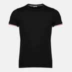 Image du T-shirt à bord noir de Moncler pour hommes - Saison Printemps-Été 2026 - Vue de face