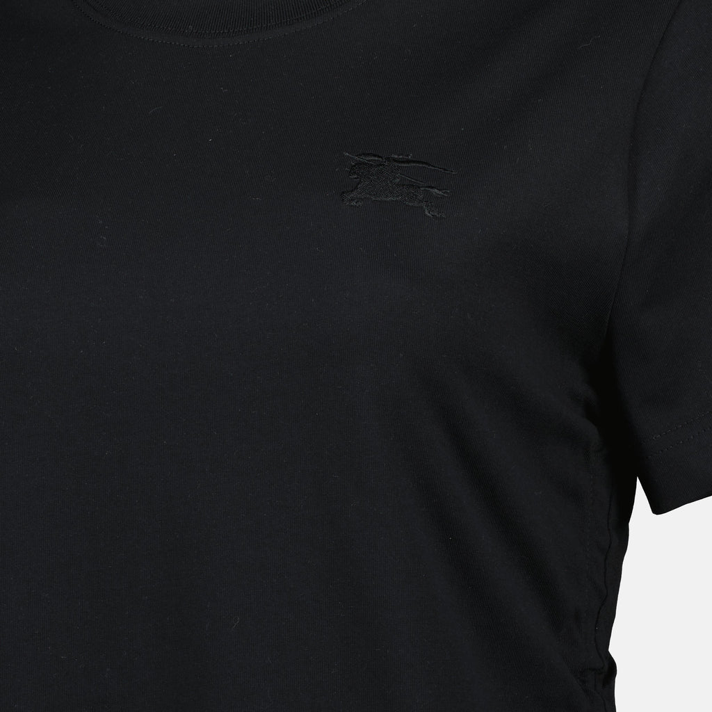 Burberry T-shirt, black cotton T-shirt, embroidered logo shirt, Festival T-shirt, casual wear