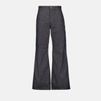 Hammer denim pants, Courrèges, grey-blue denim, baggy fit, five-pocket pants