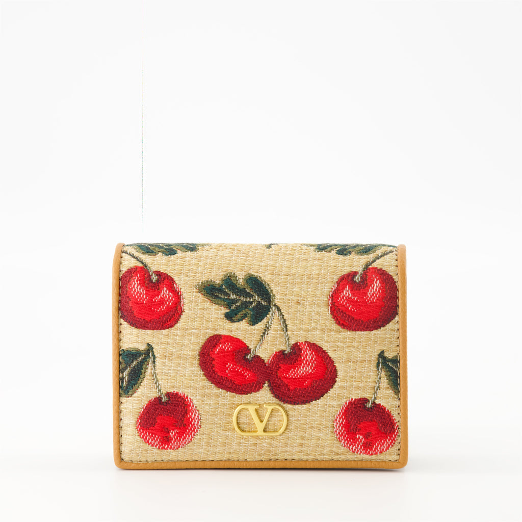 Vlogo wallet, Valentino Garavani accessory, raffia wallet, designer wallet, women's wallet