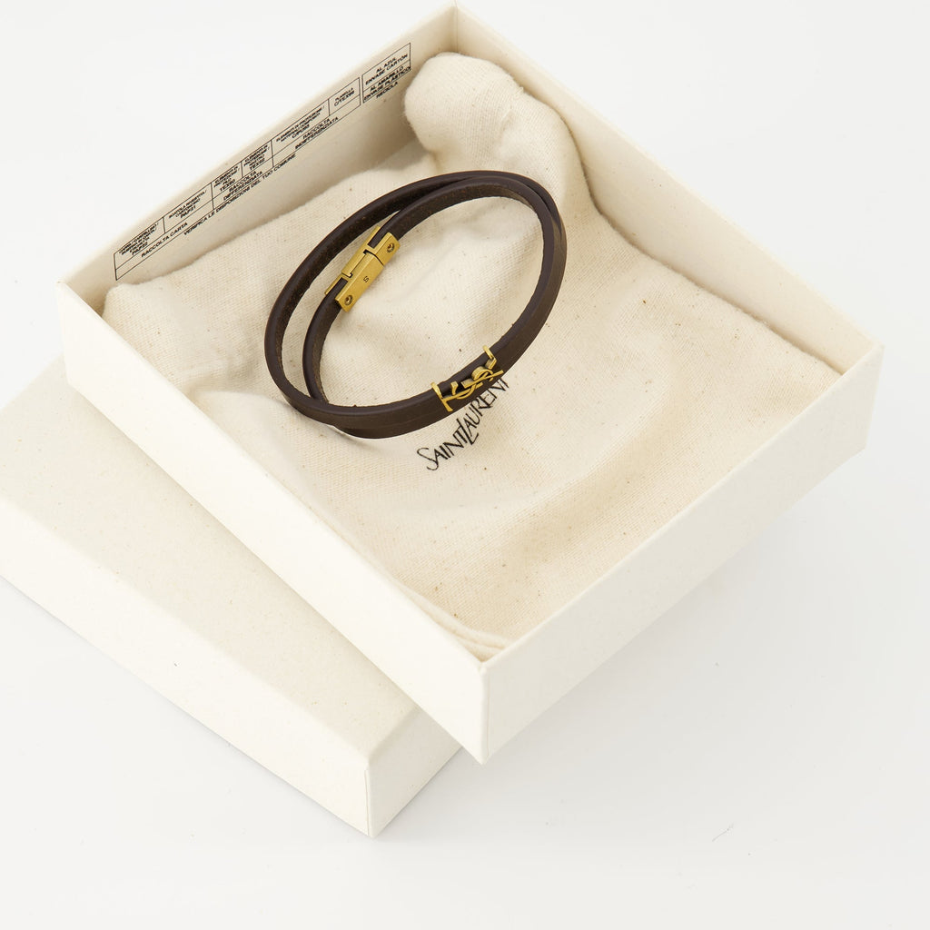 Cassandre bracelet, Saint Laurent accessories, double-tour bracelet, leather bracelet, elegant jewelry