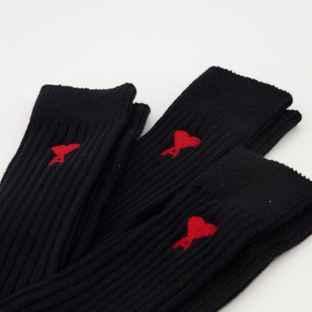 AMI de Coeur socks, black socks, cotton socks, unisex socks, stylish socks