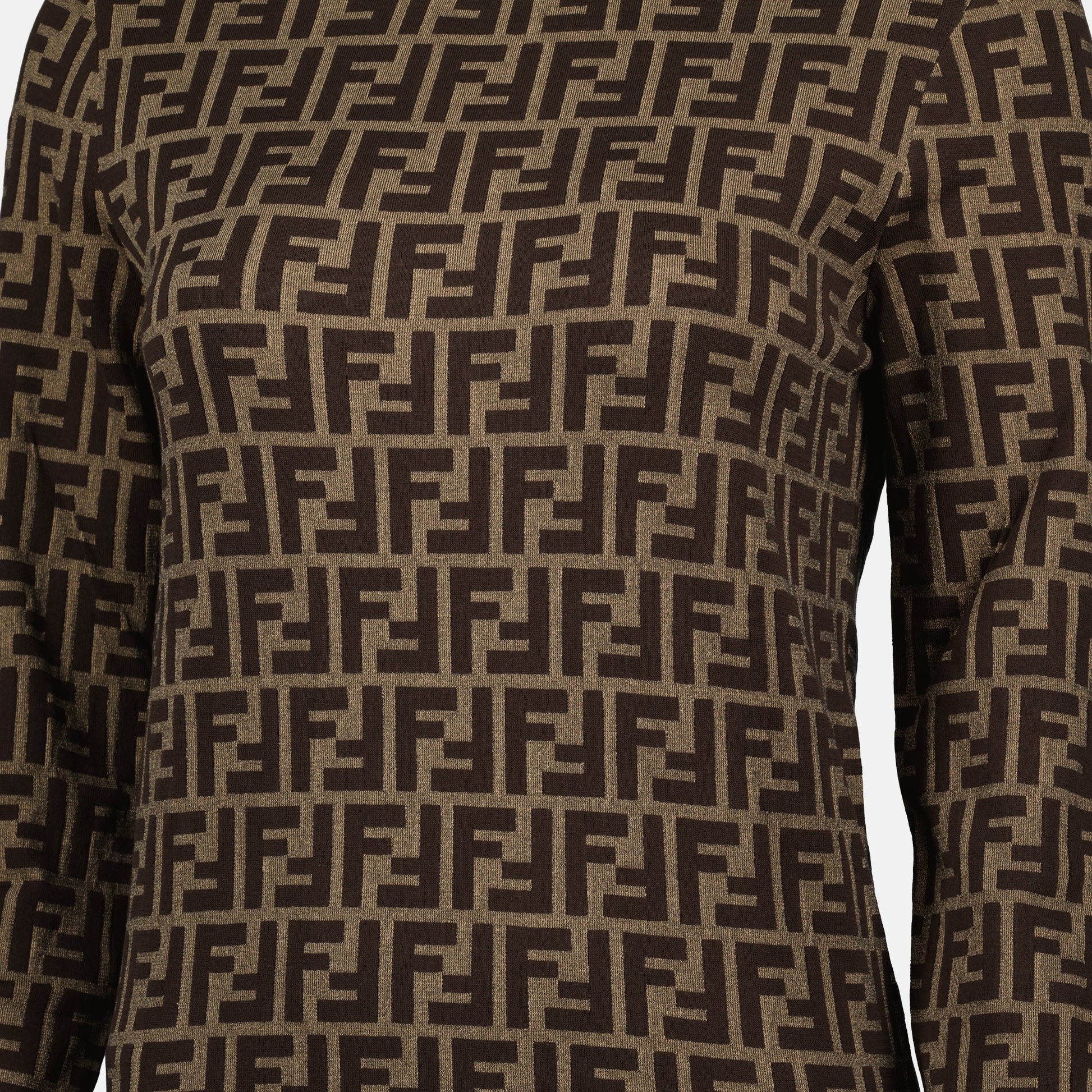 FF Pattern Sweater, High Neck Knitwear, Cotton Pull, Ribbed Fendi Knit, Autumn-Winter Collection