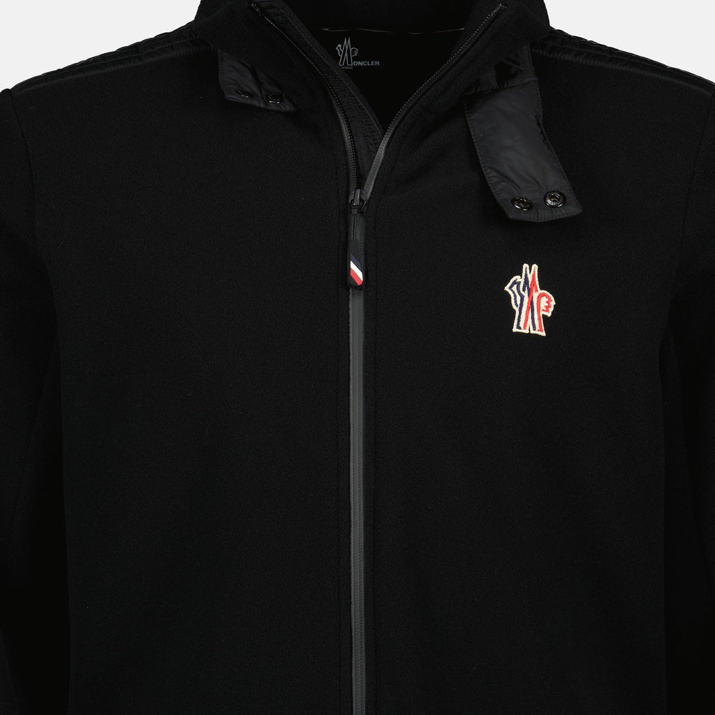Moncler Grenoble sweatshirt, black zippered fleece, Fall-Winter 2025, stylish men's sweatshirt, water resistant outerwear