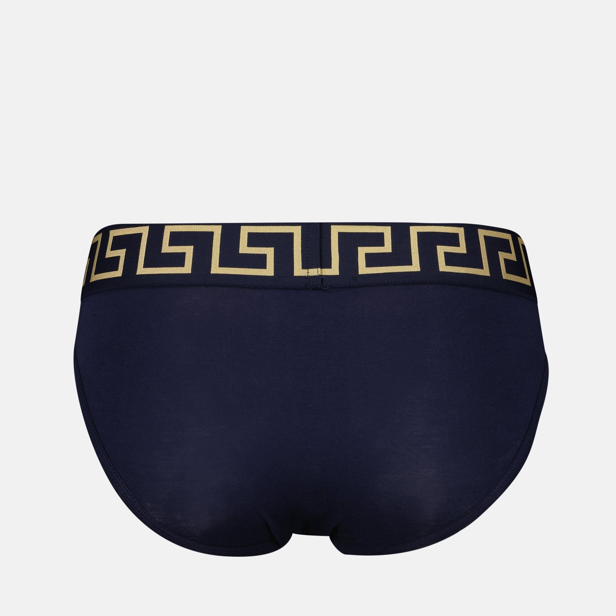 Versace briefs, navy blue Greca, Medusa underwear, men's fashion, cotton elastane blend