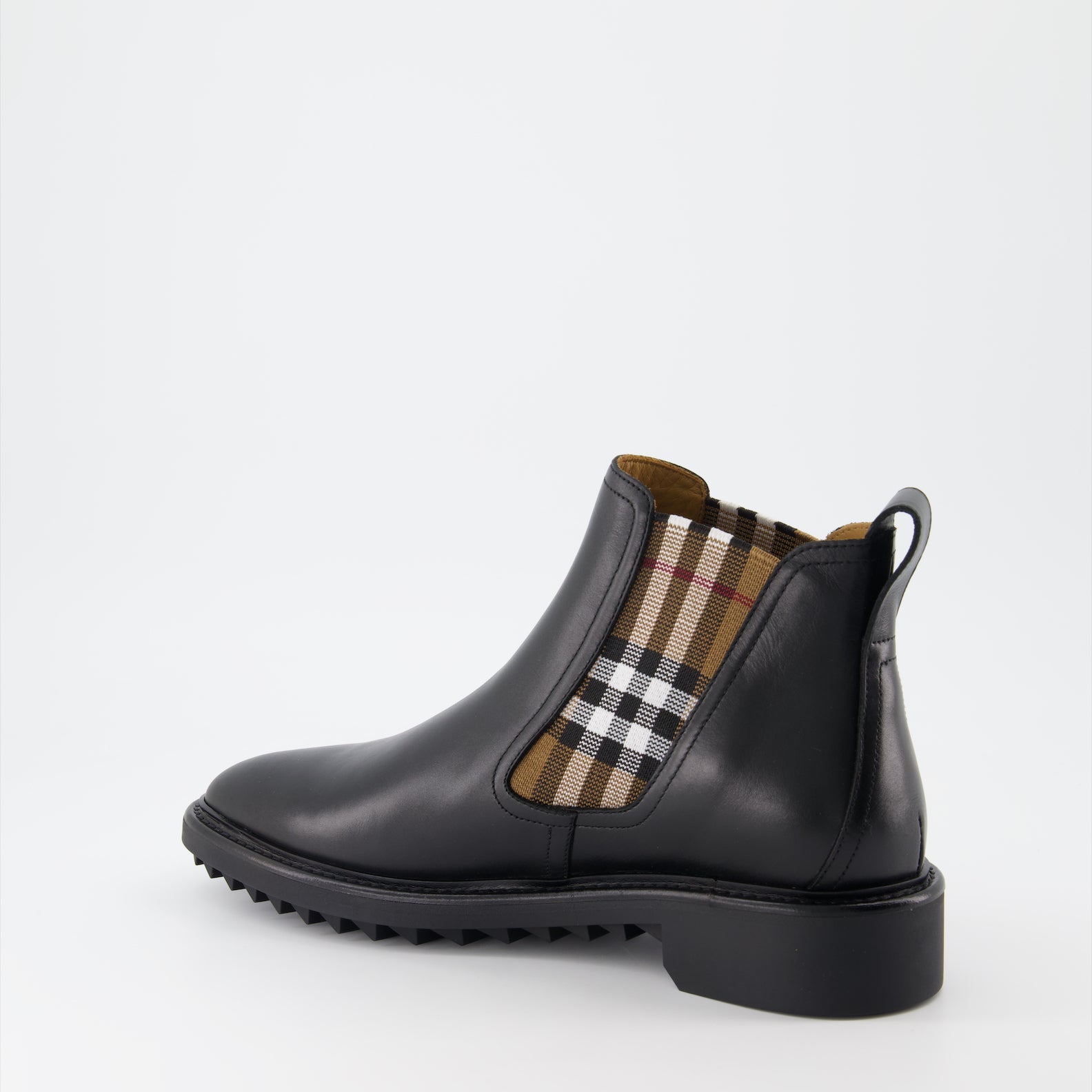 Burberry boots, luxury leather boots, men's plaid boots, high-end footwear, designer boots