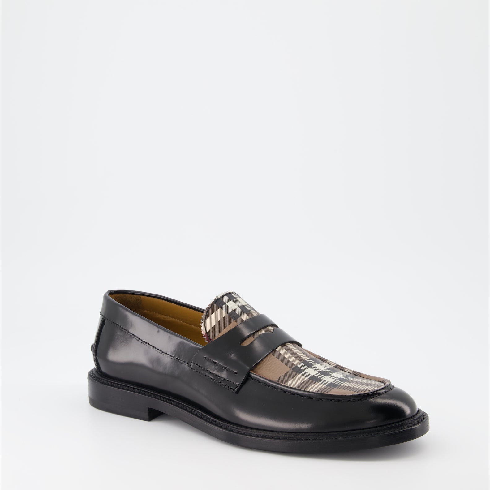 Burberry moccasins, leather moccasins, checkered footwear, luxury shoes, men's designer shoes