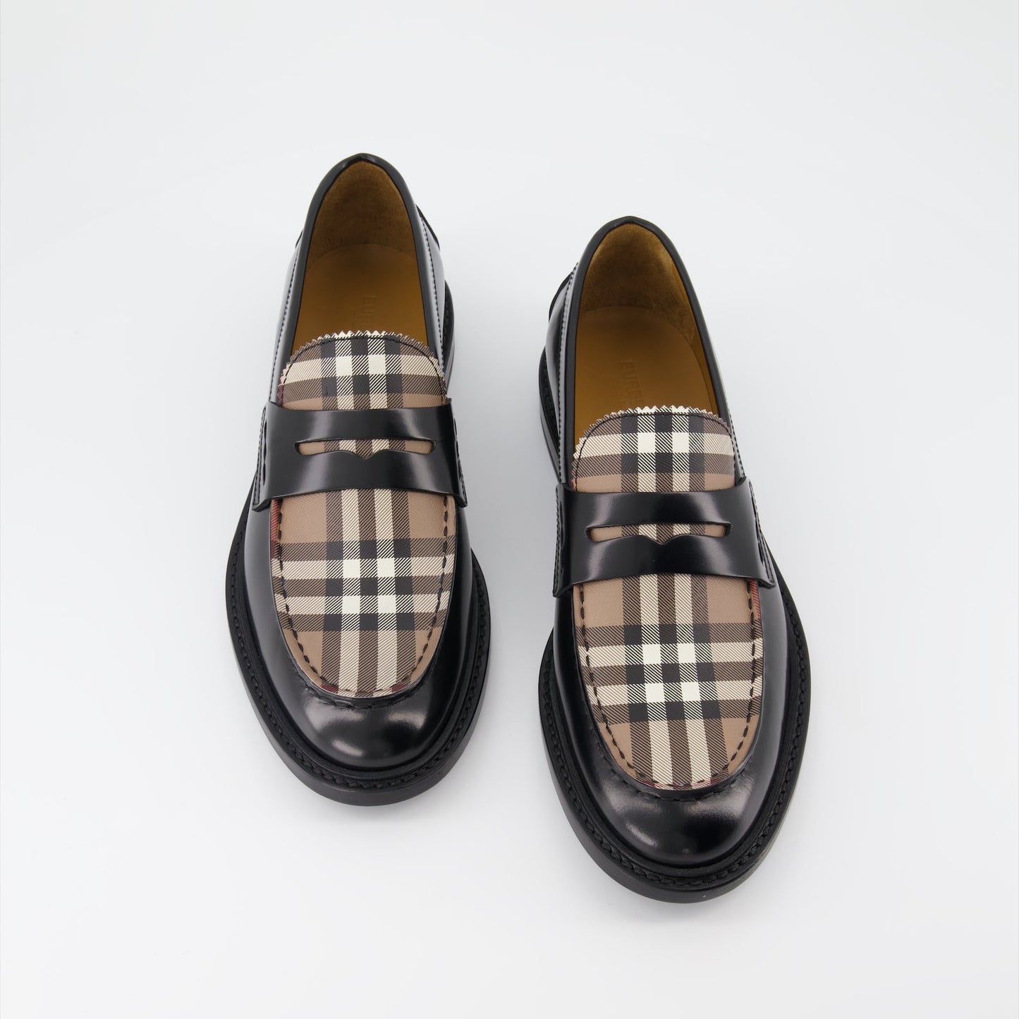 Burberry moccasins, leather moccasins, checkered footwear, luxury shoes, men's designer shoes