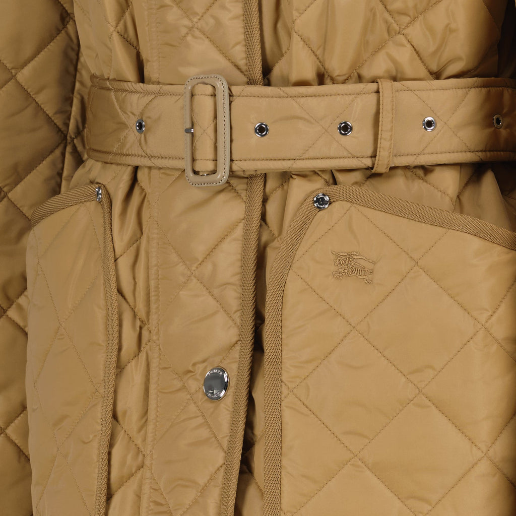 Burberry, women's quilted jacket, beige nylon jacket, luxury outerwear, premium fashion
