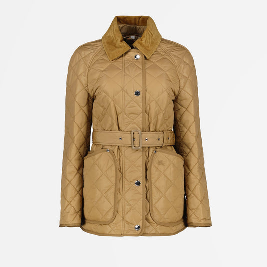 Burberry, women's quilted jacket, beige nylon jacket, luxury outerwear, premium fashion