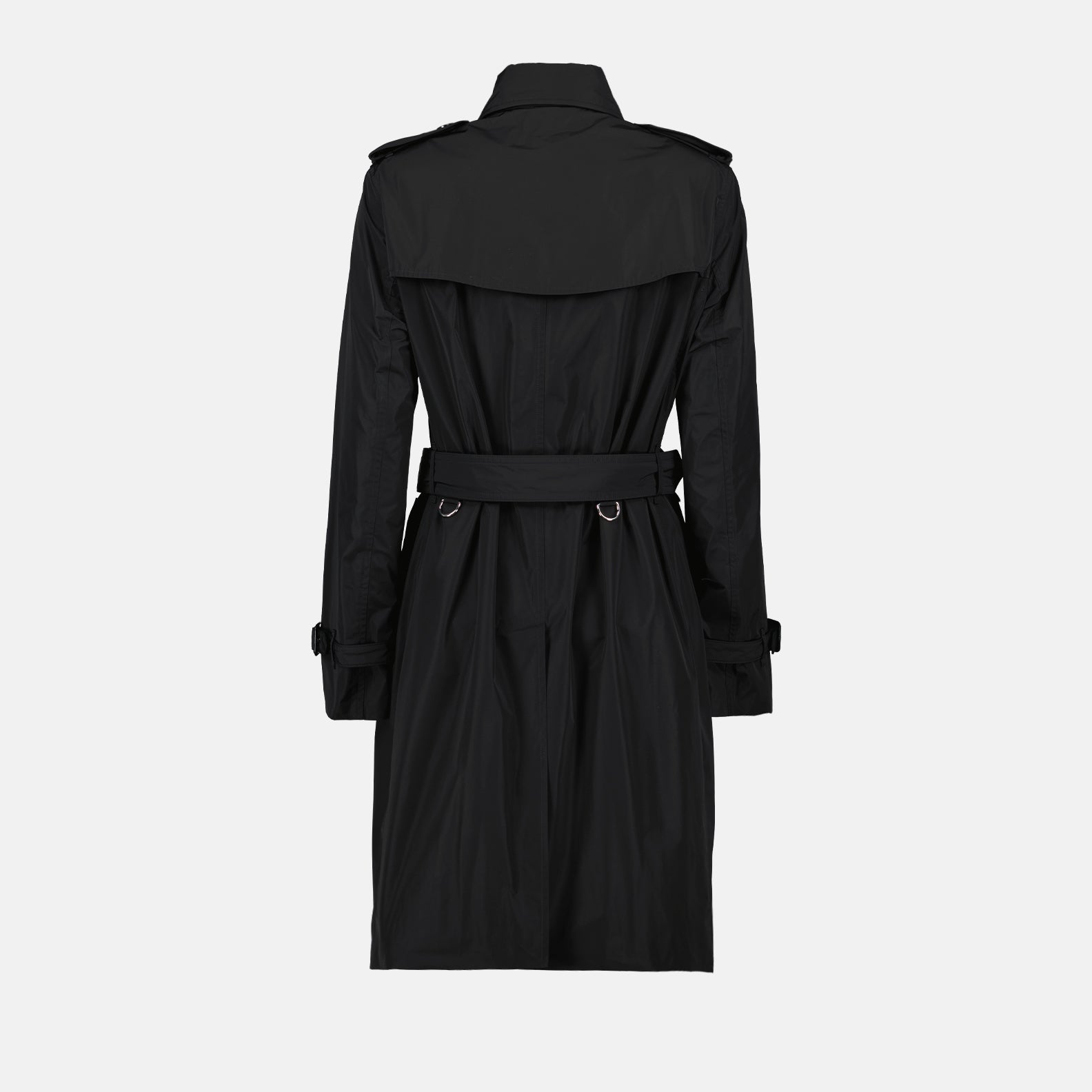 Burberry trench coat, women's luxury coat, black Kensington Trench, designer outerwear, timeless fashion