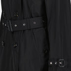 Burberry trench coat, women's luxury coat, black Kensington Trench, designer outerwear, timeless fashion