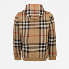 Burberry hoodie, beige plaid hoodie, luxury men's hoodie, high-end casual wear, Burberry checked pattern