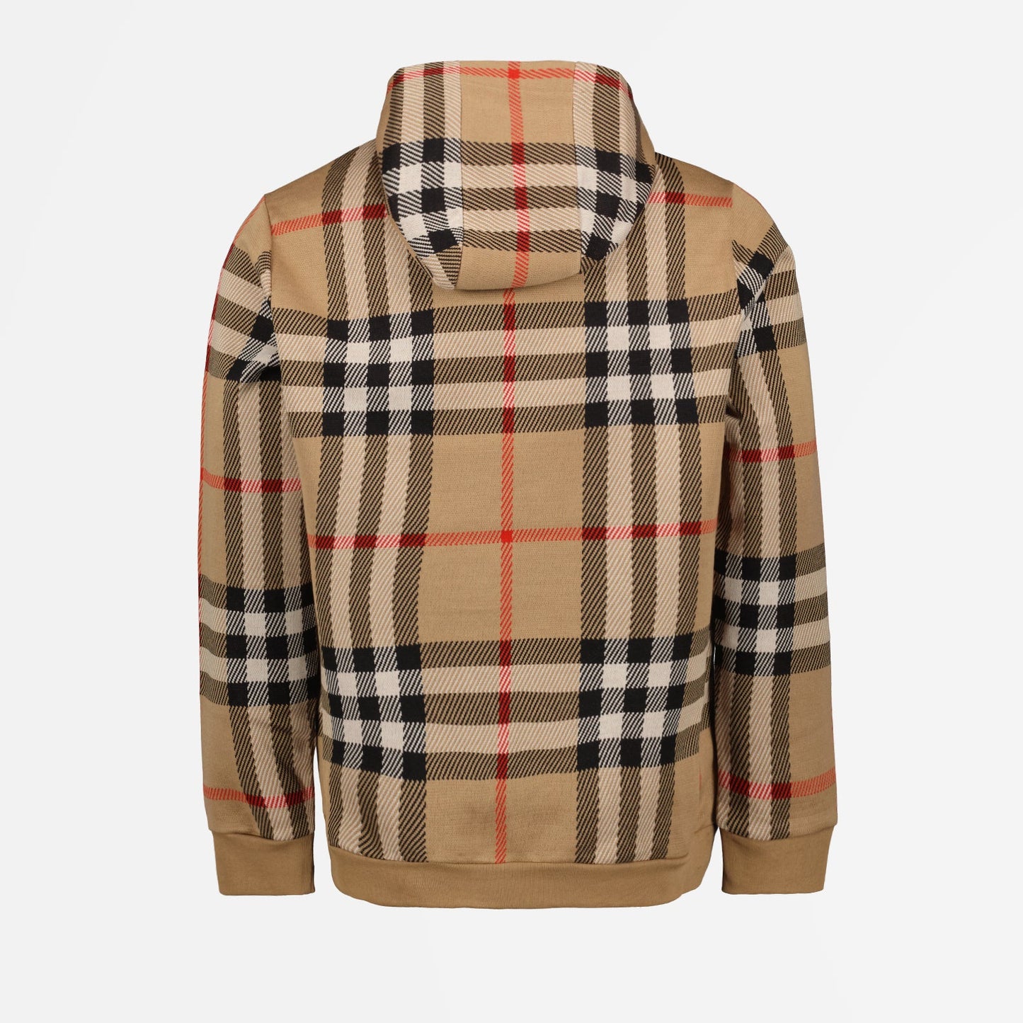 Burberry hoodie, beige plaid hoodie, luxury men's hoodie, high-end casual wear, Burberry checked pattern