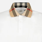 Burberry Polo, men's luxury polo, white polo men, check collar polo, Burberry fashion