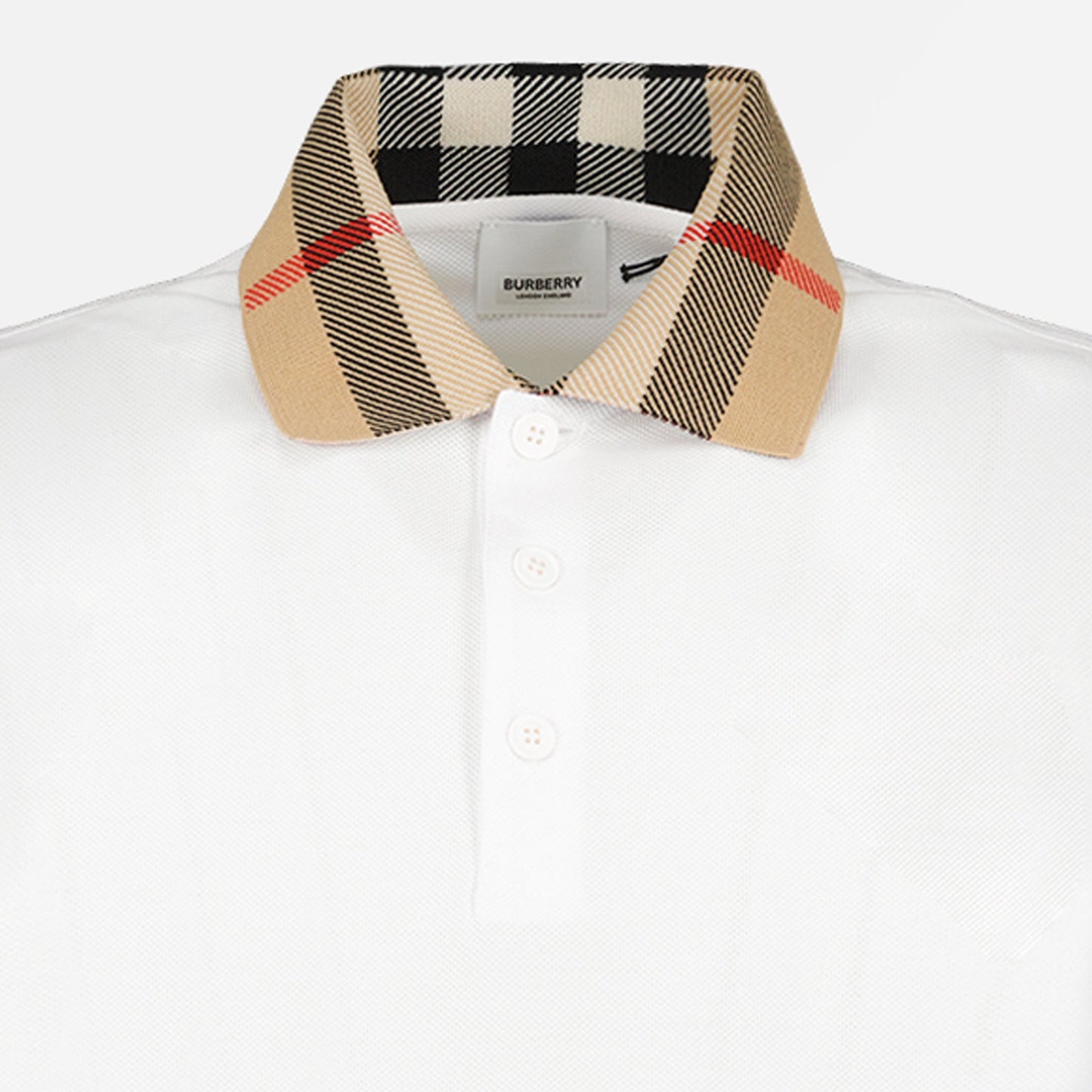 Burberry Polo, men's luxury polo, white polo men, check collar polo, Burberry fashion