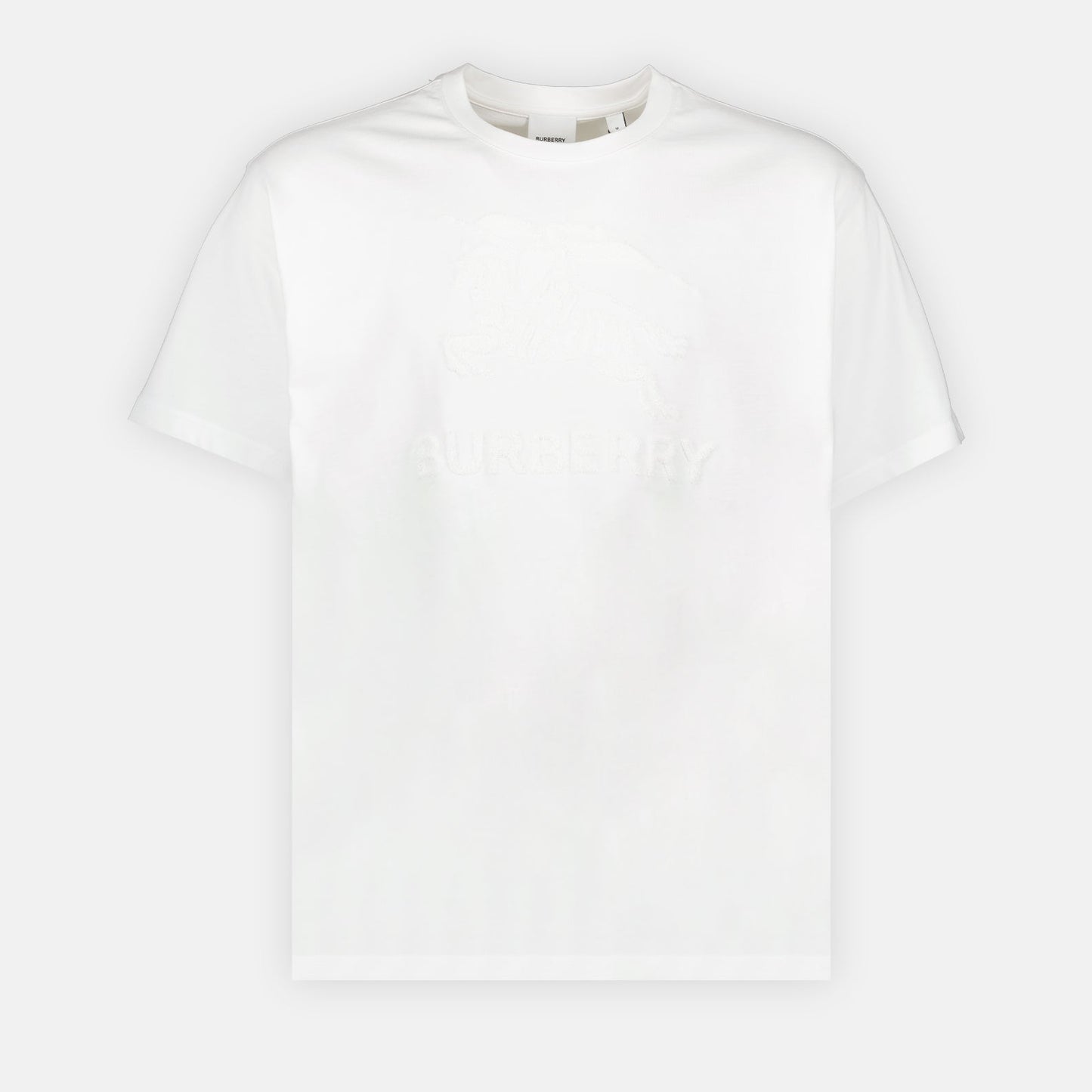 Burberry t-shirt, Cavalier motif, luxury men's wear, white designer t-shirt, high-end fashion