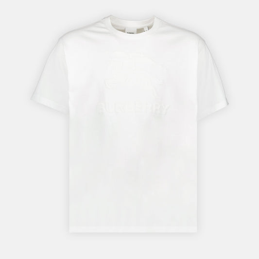 Burberry t-shirt, Cavalier motif, luxury men's wear, white designer t-shirt, high-end fashion