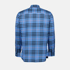 Burberry shirt, men's blue shirt, luxury men's fashion, designer check shirt, high-end men's clothing