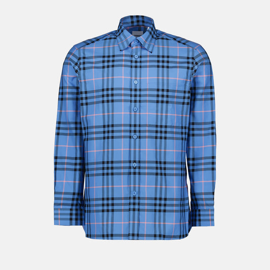 Burberry shirt, men's blue shirt, luxury men's fashion, designer check shirt, high-end men's clothing