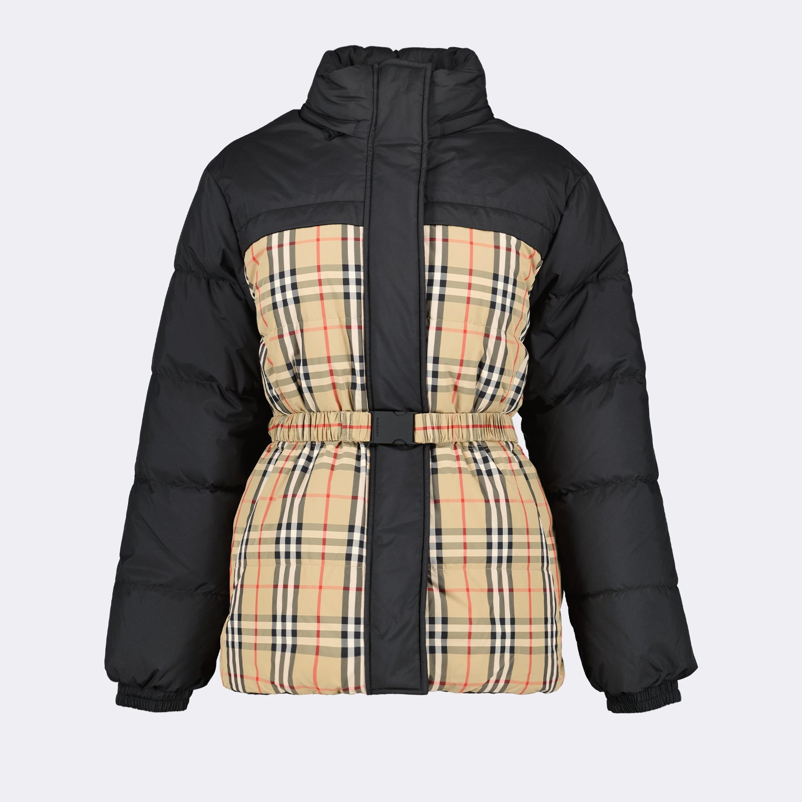 Reversible jacket, Burberry puffer, check pattern, luxury outerwear, versatile coat