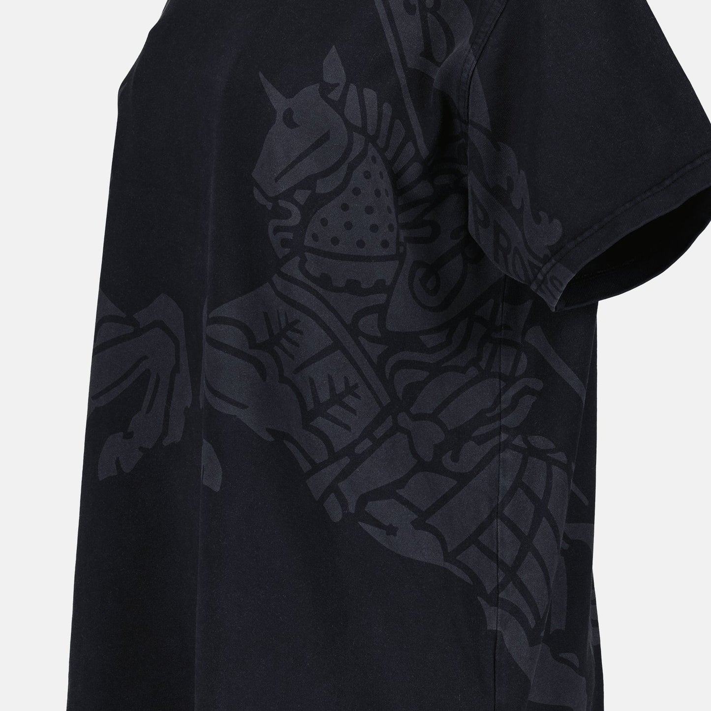 Burberry T-shirt, Women's luxury T-shirt, Horses print T-shirt, Designer T-shirt, Black T-shirt