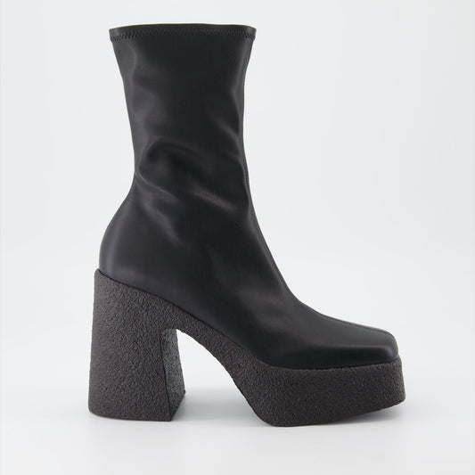 Stella McCartney, platform ankle boots, black ankle boots, women's luxury footwear, sustainable fashion