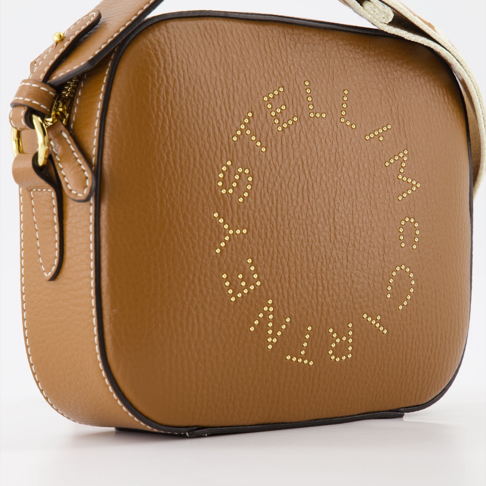 Stella McCartney bag, mini logo bag, luxury handbag, brown shoulder bag, women's designer bag